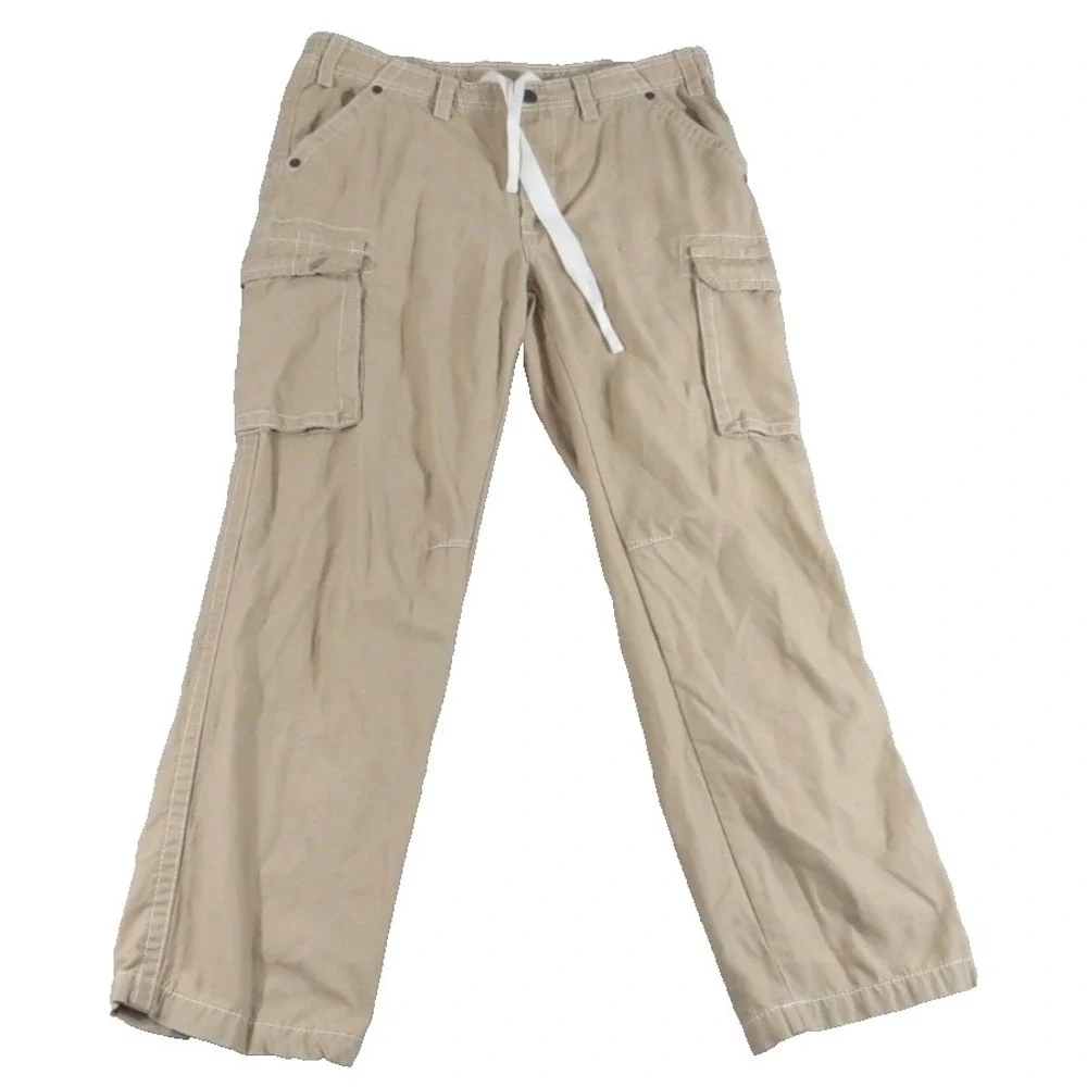 True Religion‎ Big T Non Denim Cargo Pants Khaki 34x31 Men Workwear Utility Rope